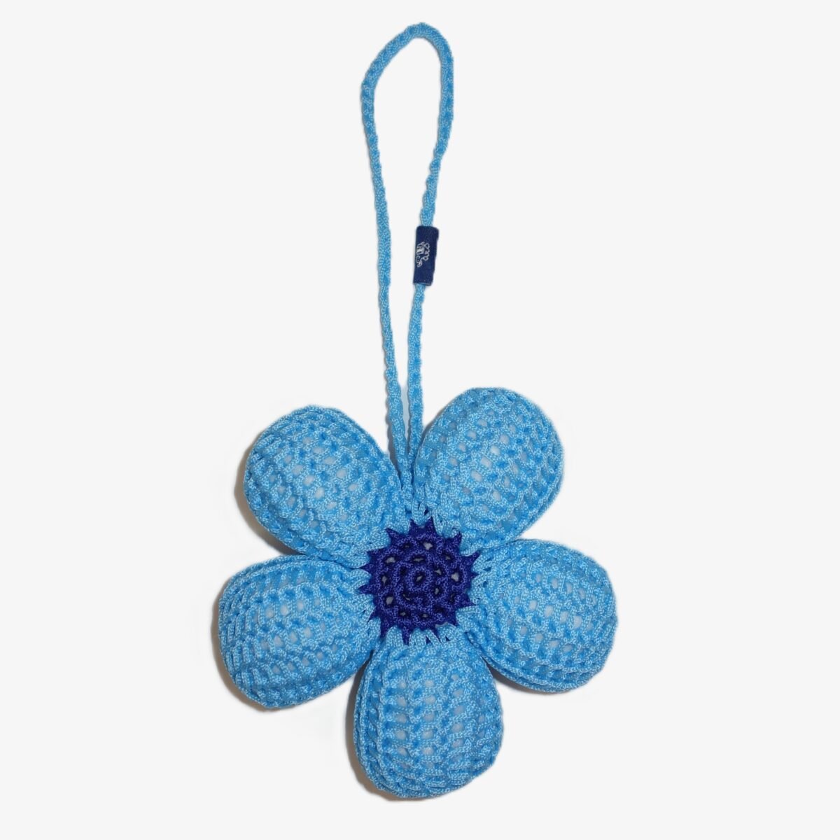 crochet flower blue - bag charm