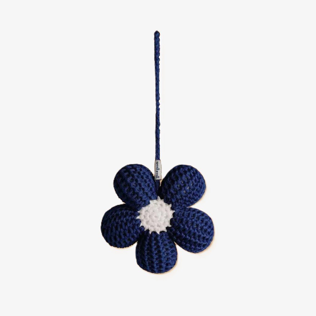 crochet flower dark blue - bag charm